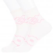Комплект из 2 пар детских теплых носков НАШЕ Смоленской чулочной фабрики рис. 1, БЕЛЫЕ с розовым №60-1