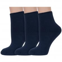 Комплект из 3 пар женских махровых носков без резинки ХОХ ТЕМНО-СИНИЕ