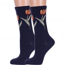 Комплект из 2 пар женских спортивных носков Брестские (БЧК) рис. 568, ТЕМНО-СИНИЕ