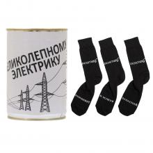 Мужские носки  Трио   в банке  Великолепному электрику  / черные