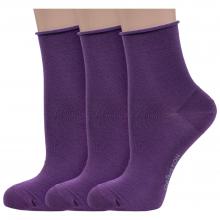 Комплект из 3 пар женских носков без резинки Grinston socks (PINGONS) из мерсеризованного хлопка ФИОЛЕТОВЫЕ