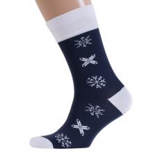 Мужские носки LORENZline ТЕМНО-СИНИЕ со снежинками