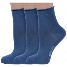 Комплект из 3 пар женских носков без резинки Grinston socks (PINGONS) из мерсеризованного хлопка ДЖИНС