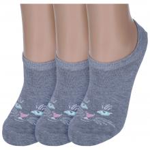 Комплект из 3 пар женских ультракоротких носков  Красная ветка  СЕРЫЕ