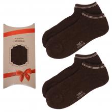 Комплект из 2 пар коротких шерстяных носков в подарочной упаковке (Монголка) 01151, ШОКОЛАД
