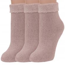 Комплект из 3 пар женских махровых носков RuSocks (Орудьевский трикотаж) ТЕМНО-БЕЖЕВЫЕ