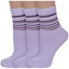 Комплект из 3 пар женских носков Альтаир БЛЕДНО-СИРЕНЕВЫЕ с фиолетовыми полосками