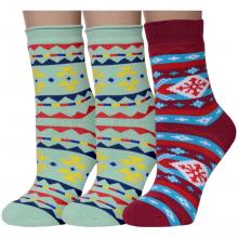 Комплект из 3 пар женских махровых носков ХОХ микс 9