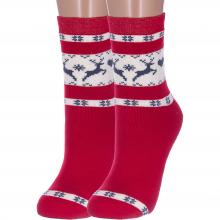 Комплект из 2 пар женских махровых носков «Красная ветка» КРАСНЫЕ