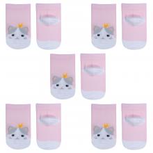 Комплект из 5 пар детских носков Гамма рис. Кошка, СВЕТЛО-РОЗОВЫЕ