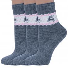 Комплект из 3 пар детских полушерстяных носков RuSocks (Орудьевский трикотаж) СЕРЫЕ