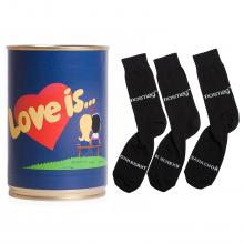 Мужские носки  Трио   в банке  Love is  синяя / черные