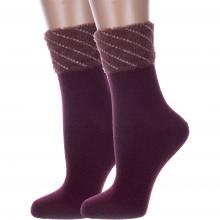 Комплект из 2 пар женских теплых носков  Пуховые  Hobby Line БОРДОВЫЕ