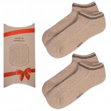 Комплект из 2 пар коротких шерстяных носков в подарочной упаковке (Монголка) 01111, БЕЖЕВЫЕ