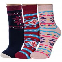 Комплект из 3 пар женских махровых носков ХОХ микс 5