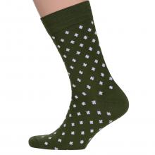 Мужские носки ТМ NIKITAI (Нева-Сокс) №НС02 GARLAND, темно-зеленые