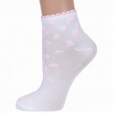 Женские носки Альтаир БЕЛЫЕ с розовыми пуговицами