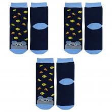 Комплект из 3 пар детских махровых носков Красная ветка С-653, ТЕМНО-СИНИЕ с голубым