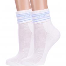 Комплект из 2 пар женских спортивных носков с махровым следом LORENZline БЕЛО-ГОЛУБЫЕ