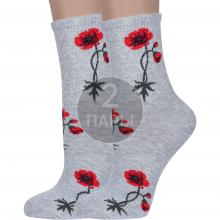 Комплект из 2 пар женских спортивных носков  Красная ветка  СЕРЫЕ