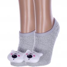 Комплект из 2 пар женских ультракоротких махровых носков Hobby Line СЕРЫЕ