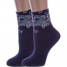 Комплект из 2 пар женских махровых носков RuSocks (Орудьевский трикотаж) ТЕМНО-СИНИЕ