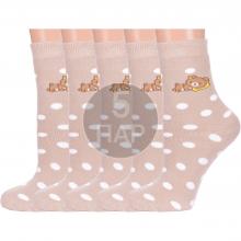 Комплект из 5 пар женских махровых носков PARA socks БЕЖЕВЫЕ