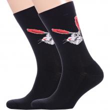 Комплект из 2 пар мужских носков с махровым следом «Красная ветка» ЧЕРНЫЕ