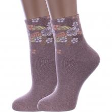 Комплект из 2 пар женских махровых носков RuSocks (Орудьевский трикотаж) ТЕМНО-БЕЖЕВЫЕ МЕЛАНЖ