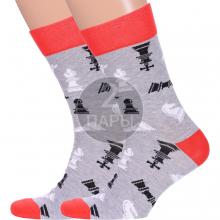Комплект из 2 пар мужских носков PARA socks СЕРЫЕ МЕЛАНЖ