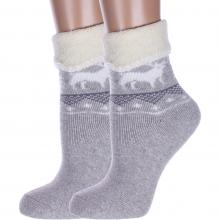 Комплект из 2 пар женских теплых махровых носков Hobby Line СВЕТЛО-СЕРЫЕ