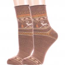 Комплект из 2 пар женских теплых носков  Красная ветка  КОРИЧНЕВЫЕ
