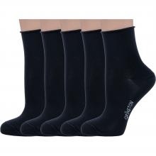 Комплект из 5 пар женских носков без резинки Grinston socks (PINGONS) из мерсеризованного хлопка ЧЕРНЫЕ