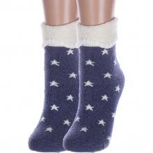 Комплект из 2 пар женских теплых махровых носков Hobby Line СИНИЕ