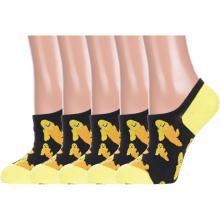 Комплект из 5 пар женских ультракоротких носков Hobby Line ЧЕРНО-ЖЕЛТЫЕ
