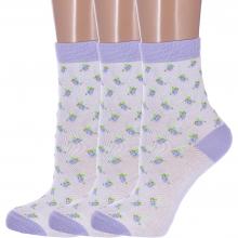 Комплект из 3 пар детских носков Conte kids рис. 273, БЕЛЫЕ с бледно-фиолетовым